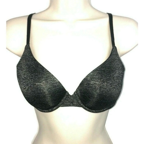Victoria's Secret Women's Uplift Semi Demi Bra 32D Patted Gray Metallic Look - Picture 1 of 4